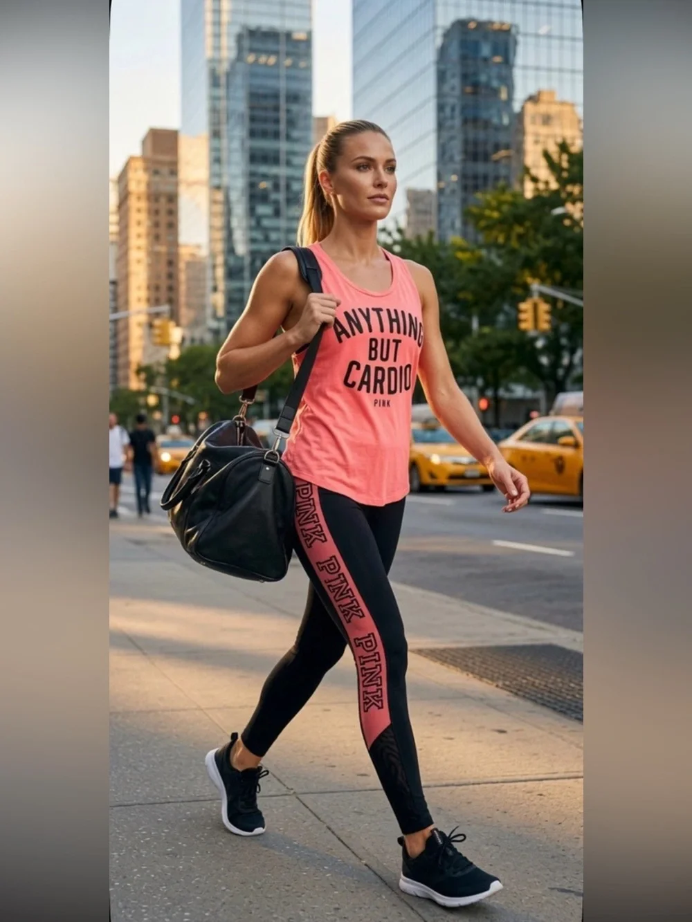 Pink Victoria’s Secret Athleisure 2PC  Tank Lagging’s Set Spellout Logo SZ.S